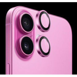 Blueo 9H Ring Metal Camera Lens Protector for iPhone 16/16 Plus Pink
