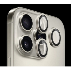 Blueo 9H Ring Metal Camera Lens Protector for iPhone 16 Pro/ 16 Pro Max/ 15 Pro Max Natural