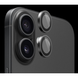 Blueo 9H Ring Metal Camera Lens Protector for iPhone 16/16 Plus Black