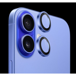 Blueo 9H Ring Metal Camera Lens Protector for iPhone 16/16 Plus Blue