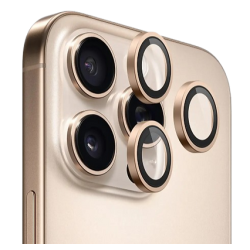 Blueo 9H Ring Metal Camera Lens Protector for iPhone 16 Pro/ 16 Pro Max Desert